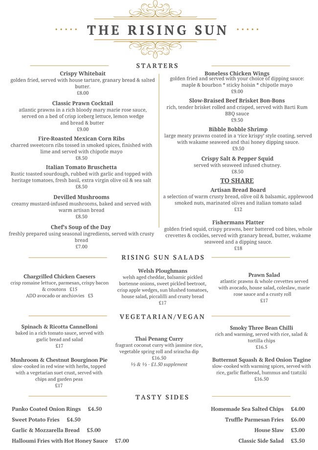 Evening Menu